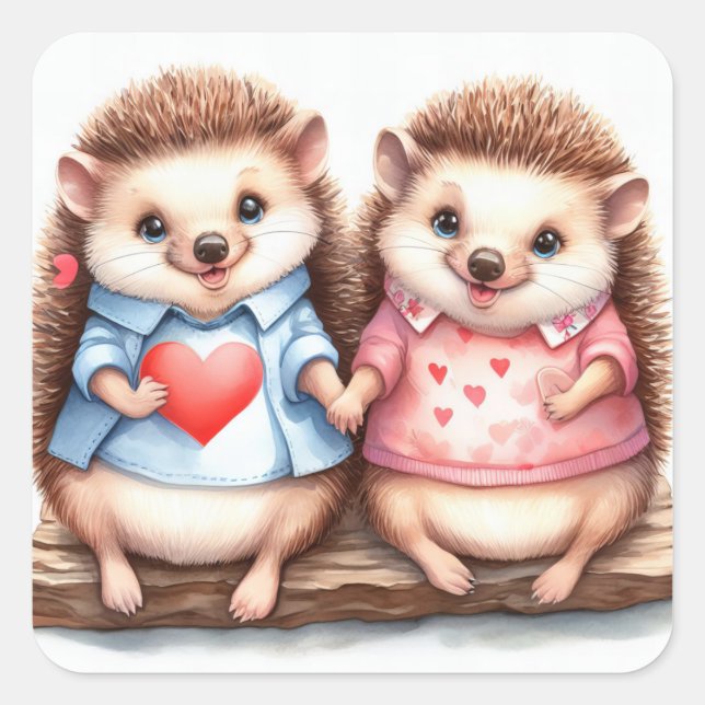 Adesivo Quadrado Dia de os namorados de Casal de porco (Frente)