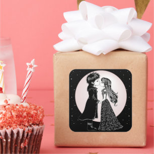 Adesivo Quadrado Dia de os namorados Gótico Beijo Gótico