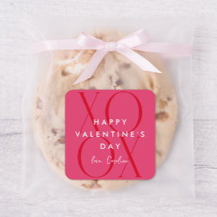 Adesivo Quadrado Dia de os namorados XOXO Moderno Rosa