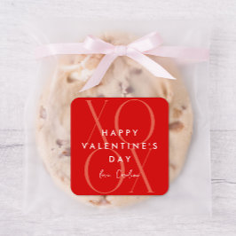 Adesivo Quadrado Dia de os namorados XOXO Moderno Vermelho