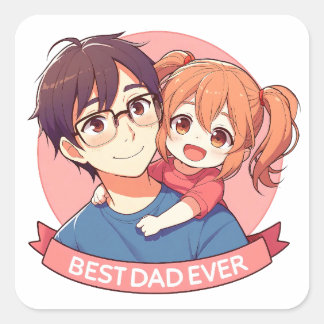 Adesivo Quadrado Dia de os pais - Um pai e sua filha