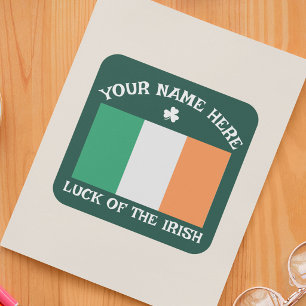 Adesivo Quadrado Dia de São Patrício Bandeira da Irlanda Nome Perso