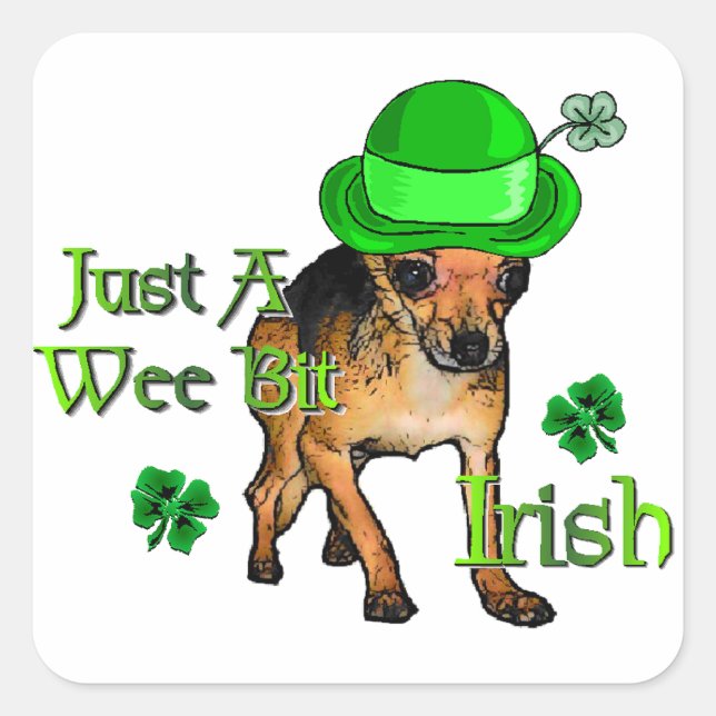 Adesivo Quadrado Dia de São Patrício Chihuahua (Frente)