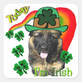 Adesivo Quadrado Dia de São Patrício german shepherd