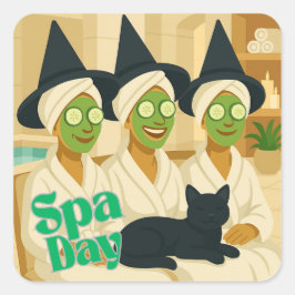 Adesivo Quadrado Dia de Spa das Bruxas Humor Divertido