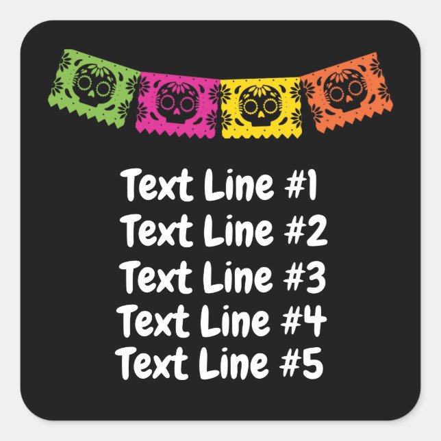 Adesivo Quadrado Dia do Crânio do Açúcar Morto (Frente)