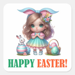 Adesivo Quadrado Dia do felz pascoa - Ressurreição