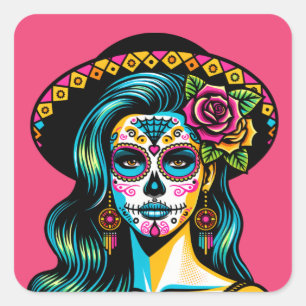 Adesivo Quadrado Dia dos Muertos dos Vinheiros Mortos