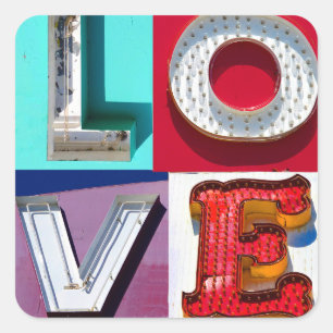 Adesivo Quadrado Dia dos Namorados de Amor na Vintage Metal Sign Le