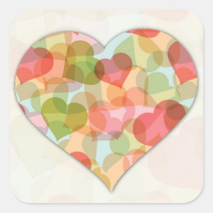 Adesivo Quadrado Dia dos namorados feliz com corações coloridos