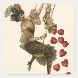Adesivo Quadrado Dia dos Namorados Vintage, Senhora Vitoriana num B