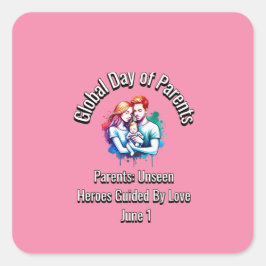 Adesivo Quadrado Dia Global dos Pais. 1 de junho