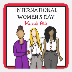 Adesivo Quadrado Dia Internacional da Mulher 8 de março