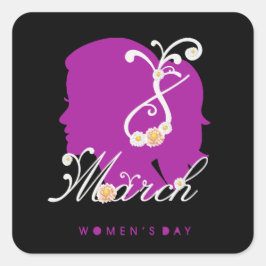 Adesivo Quadrado Dia Internacional da Mulher, 8 de março de 2025