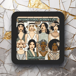 Adesivo Quadrado Dia Internacional da Mulher, 8 de março, Deco de A