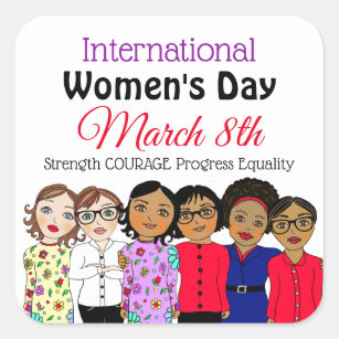 Adesivo Quadrado Dia Internacional da Mulher é 8 de março