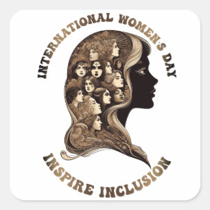 Adesivo Quadrado Dia Internacional da Mulher Inspira a inclusão da 