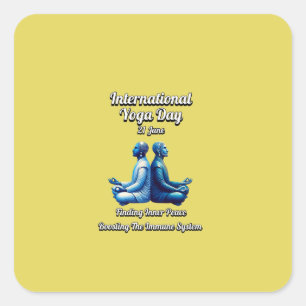 Adesivo Quadrado Dia Internacional de Yoga. 21 de junho