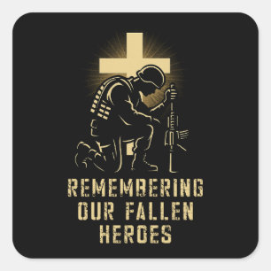 Adesivo Quadrado Dia Memorial Lembrando Nosso Fallen Heroes Fé US F