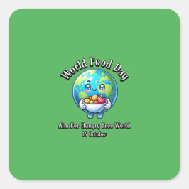 Adesivo Quadrado Dia Mundial da Comida. Mire para o Mundo Livre Fom