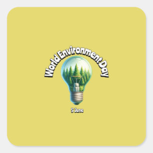 Adesivo Quadrado Dia Mundial do Ambiente. 5 de junho