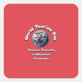 Adesivo Quadrado Dia Mundial do Turismo. Descubra a diversidade na 