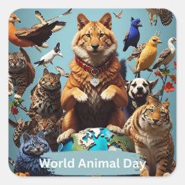 Adesivo Quadrado Dia Mundial dos Animais
