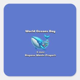Adesivo Quadrado Dia Mundial dos Oceanos: 8 de junho