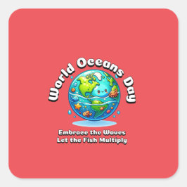 Adesivo Quadrado Dia Mundial dos Oceanos: 8 de junho