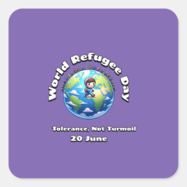 Adesivo Quadrado Dia Mundial dos Refugiados. 20 de junho
