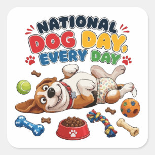 Adesivo Quadrado Dia Nacional do Cachorro Todos os Dias