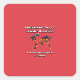 Adesivo Quadrado Dia para Redução do Risco de Catástrofes. Preparaç