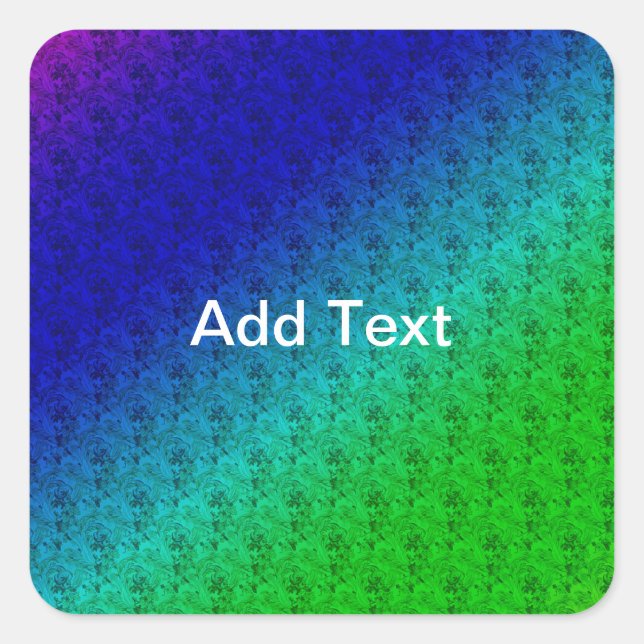 Adesivo Quadrado Diag Gradient Floral Padrão Floral Azul Verde (Frente)