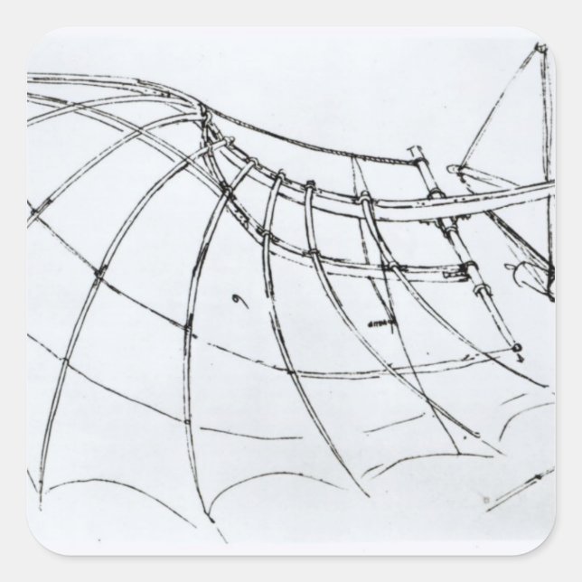 Adesivo Quadrado Diagrama de uma asa mecânica (Frente)