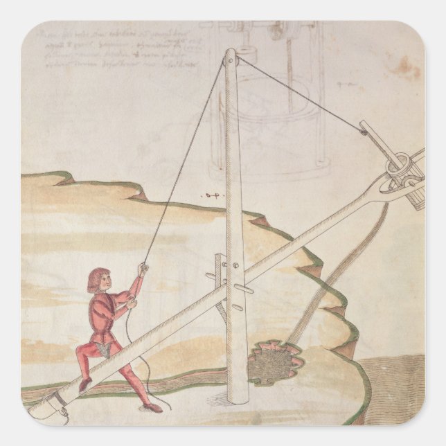 Adesivo Quadrado Diagrama do método de abastecimento de água (Frente)