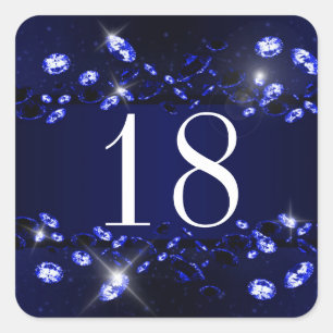 Adesivo Quadrado Diamante Azul Preto Espelho Azul 18 de Aniversári