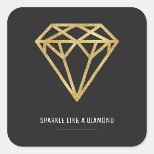Adesivo Quadrado Diamante Dourado