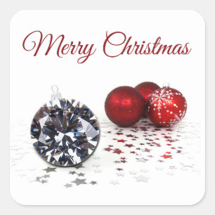 Adesivo Quadrado Diamante elegante e enfeites de natal vermelhos