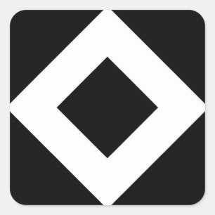 Adesivo Quadrado Diamante Preto, Borda Branca Negrito