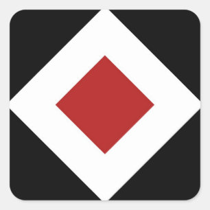 Adesivo Quadrado Diamante Vermelho, Borda Branca Negra
