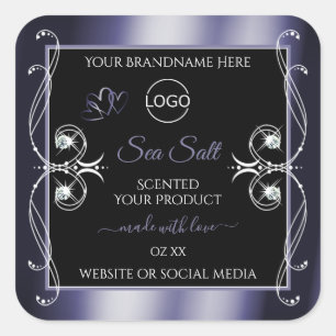 Adesivo Quadrado Diamantes glamourosos Black Blue Product LabLogo