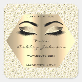 Adesivo Quadrado Diamond Glitter White Dourado Feito Com Amor