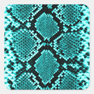 Adesivo Quadrado Diamond Rattlesnake Cobra Skin aqua