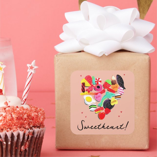 Adesivo Quadrado Dias de os namorados Você É Tão Doce Carinho De Do (Festa)