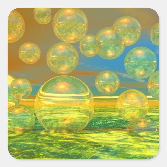 Adesivo Quadrado Dias de ouro - Tranquilidade Amarela e Azure (Frente)