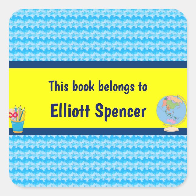 Adesivo Quadrado Dias Escolares Este Livro Pertence Ao Costume (Frente)