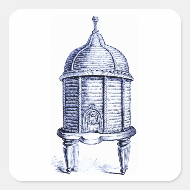 Adesivo Quadrado Dica Azul Da Colmeia Da Vintage (Frente)