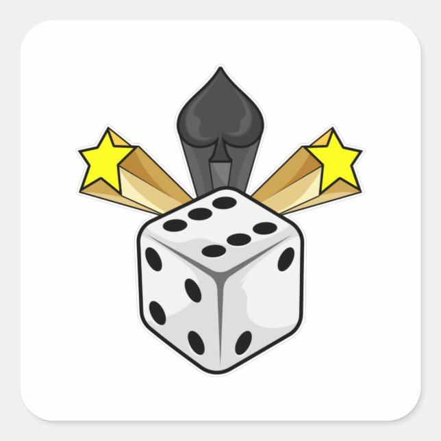 Adesivo Quadrado Dice at Poker com Espadas e Estrelas (Frente)
