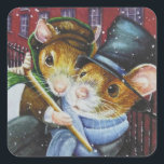 Adesivo Quadrado Dickens Christmas Carol Mice Watercolor Art<br><div class="desc">"Dickens Christmas Mice No. 4 - "Deus abençoe Us All" Watercolor Art Square Sticker do artista Jean Weiner "Dickens Christmas Mice No. 4 - "Deus abençoe Us All" apresenta camundongos de caráter caprichoso do conto clássico A Christmas Carol. Estes dois ratos, vestidos como as personagens Tiny Tim e Bob Cratchit,...</div>