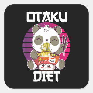Adesivo Quadrado Dieta Otaku Ruanda Ramen Sushi Manga CosplayOotaku
